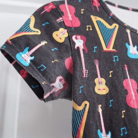 Svaha Musical Instrument Harp Guitar Print Girl's Twirl Dress Size 11-12 Years - Picture 6 of 9